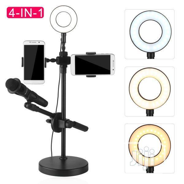 4 in 1 Mobile stand with light and Mic holder