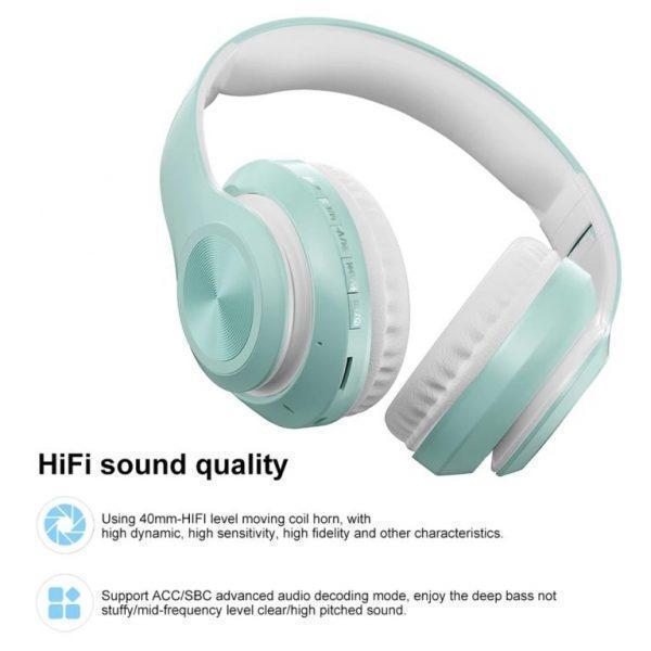 P68 Bluetooth 5.0 Foldable Rechargeable Wireless Headset HiFi Sound Headphones Stereo Microphone_2