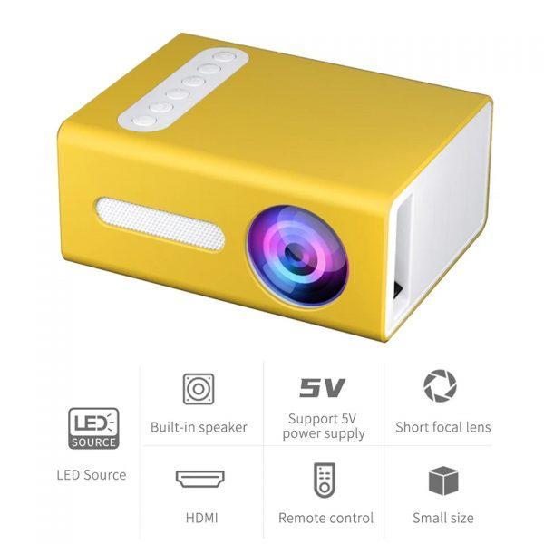 T300 Upgraded LED Mini Projector Supports 1080P HDMI USB Audio Portable Home Media Video player
