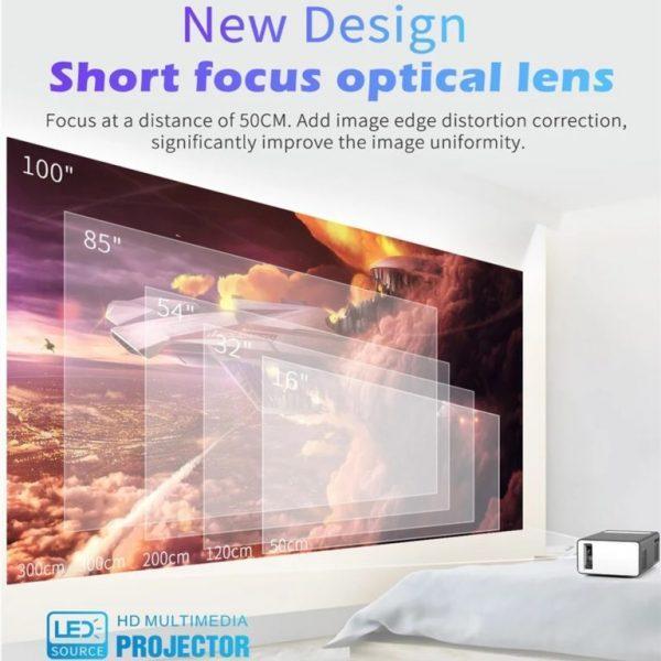 T300 Upgraded LED Mini Projector Supports 1080P HDMI USB Audio Portable Home Media Video player_2